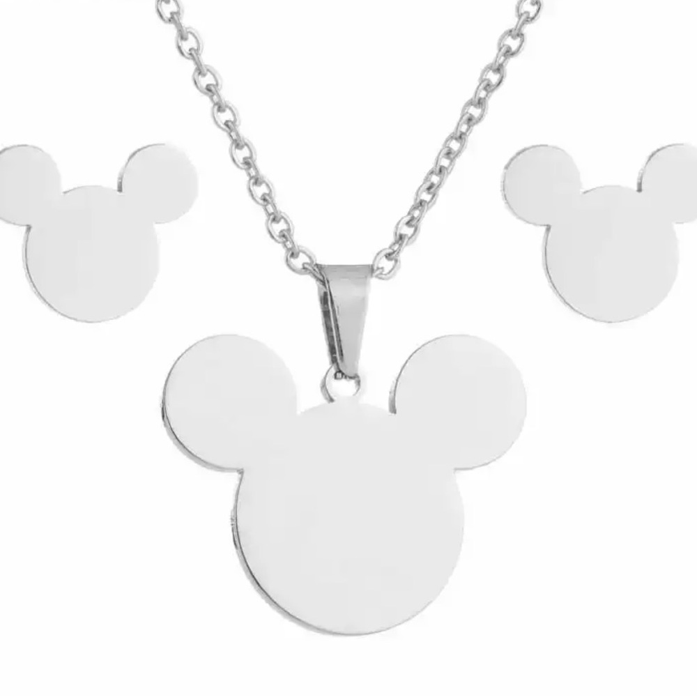 Stainless Steel Mickey Mouse Necklace Set - Picture 2 of 2